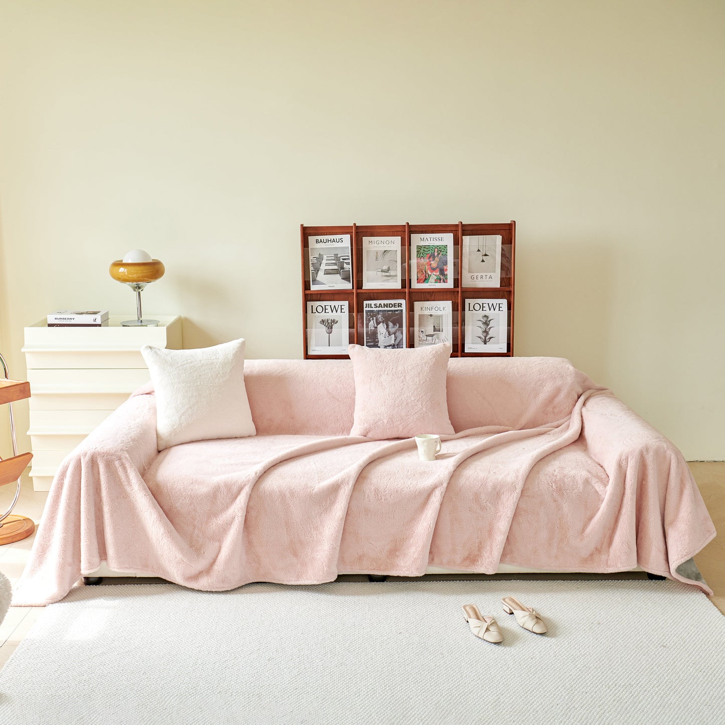 Faux Fur Smooth Plush Comfy Couch Covers, Soft Thicked Durable Blankets and Throws for Sofas