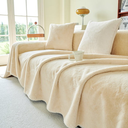 Faux Fur Smooth Plush Comfy Couch Covers, Soft Thicked Durable Blankets and Throws for Sofas