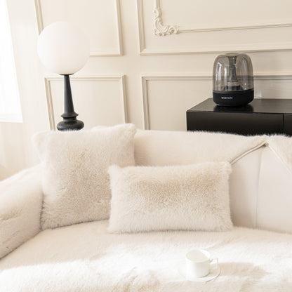 Faux Mink Velvet Luxury Fluffy Sofa Cushion, Winter Warm Thick Plush Non-slip Sofa Covers