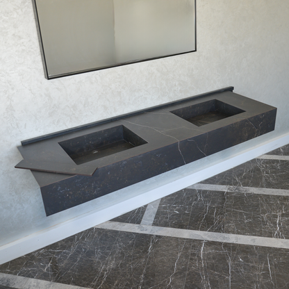 HANDCRAFTED DEKTON KELYA HIGH ENGINEERED PORCELAIN DOUBLE SINK (ES-107)