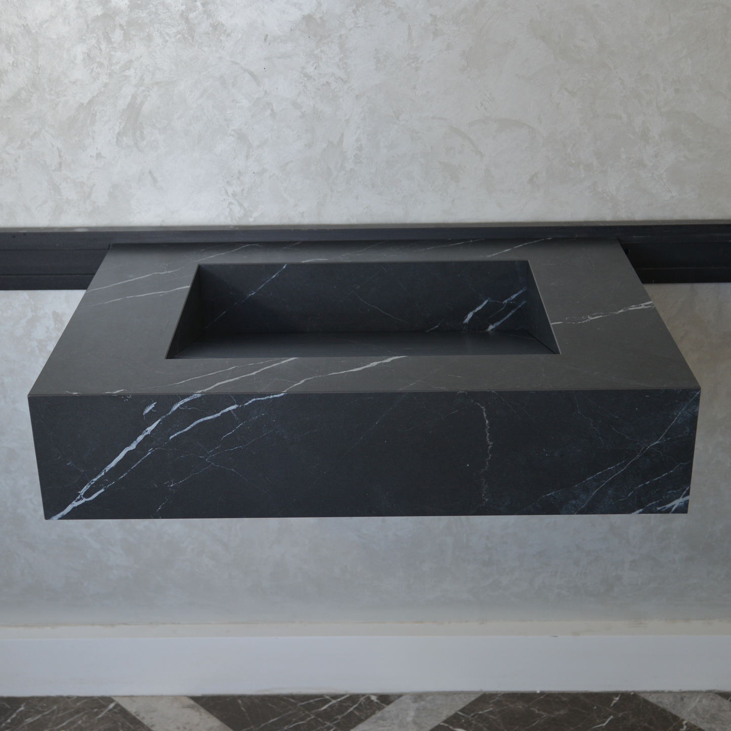 HANDCRAFTED NERO MARQUINIA HIGH ENGINEERED STONE SINK (ES-045)