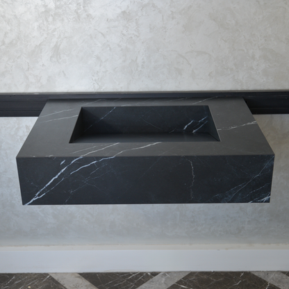 HANDCRAFTED NERO MARQUINIA HIGH ENGINEERED STONE SINK (ES-046)