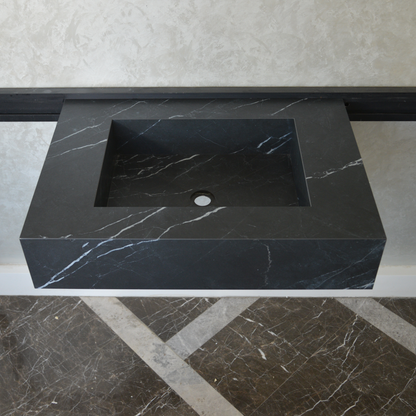 HANDCRAFTED NERO MARQUINIA HIGH ENGINEERED STONE SINK (ES-045)