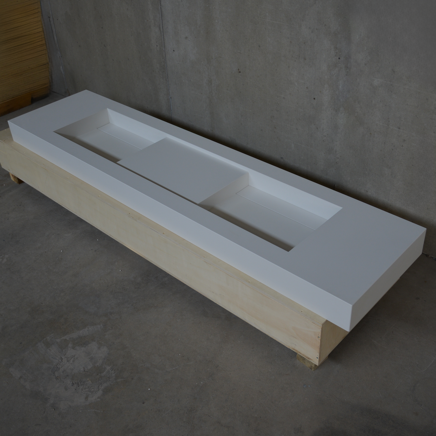 HANDCRAFTED CUSTOM WHITE QUARTZ DOUBLE SINK (QU-121)