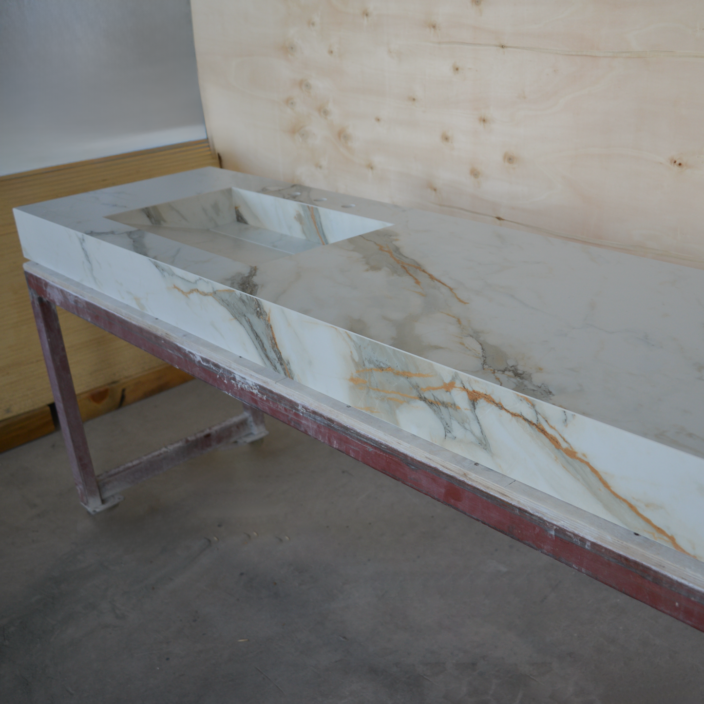 HANDCRAFTED CALACATTA HERMITAGE MATTE HIGH ENGINEERED PORCELAIN DOUBLE SINK (ES-146)