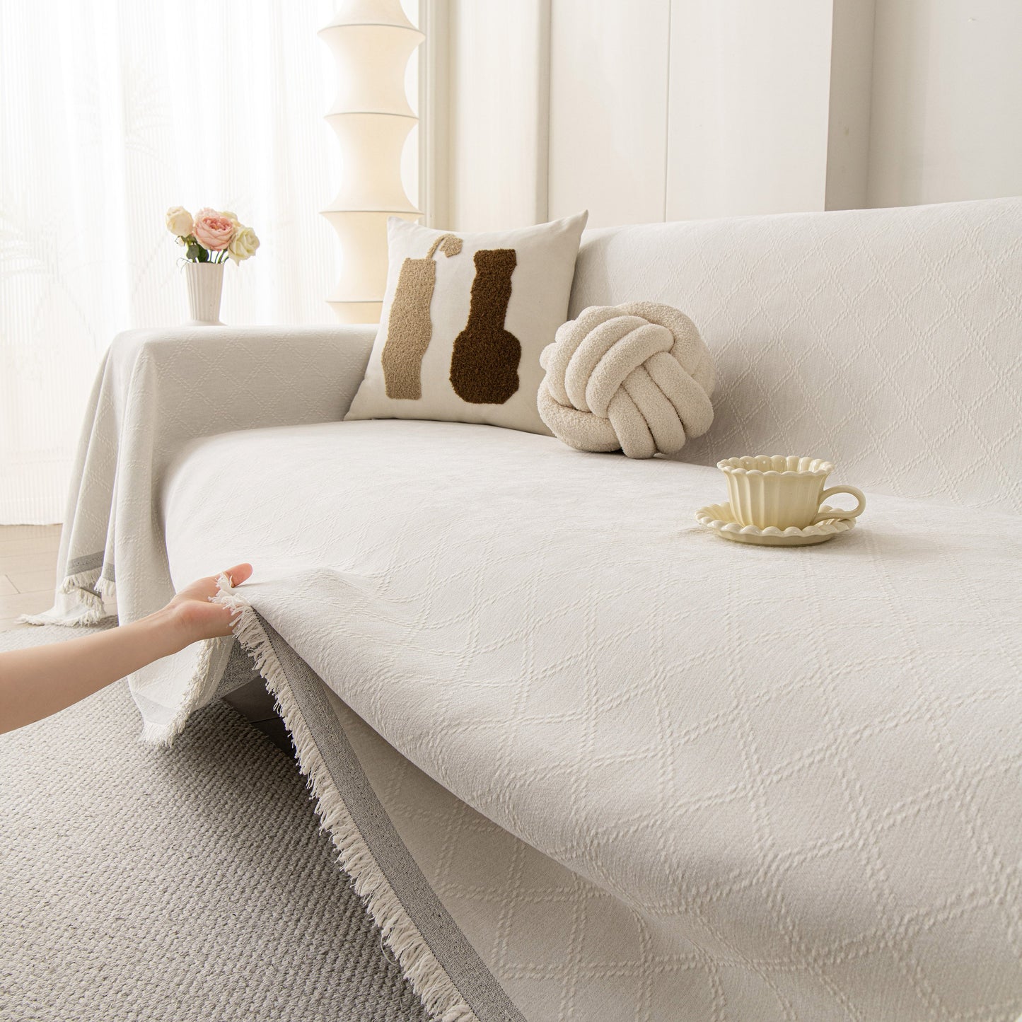 Soft Textured Couch Cover Slipcover Blanket, Modern Couch Covers for Dogs Washable