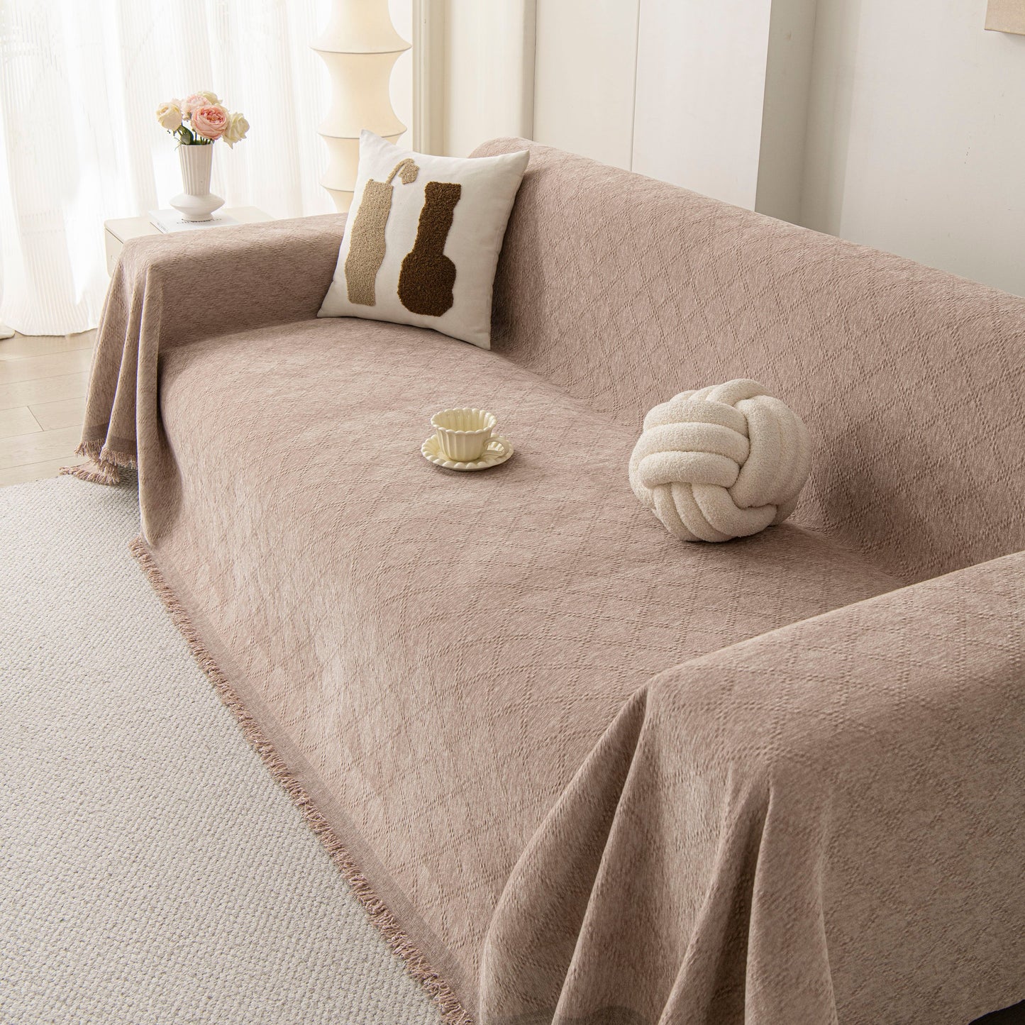 Soft Textured Couch Cover Slipcover Blanket, Modern Couch Covers for Dogs Washable