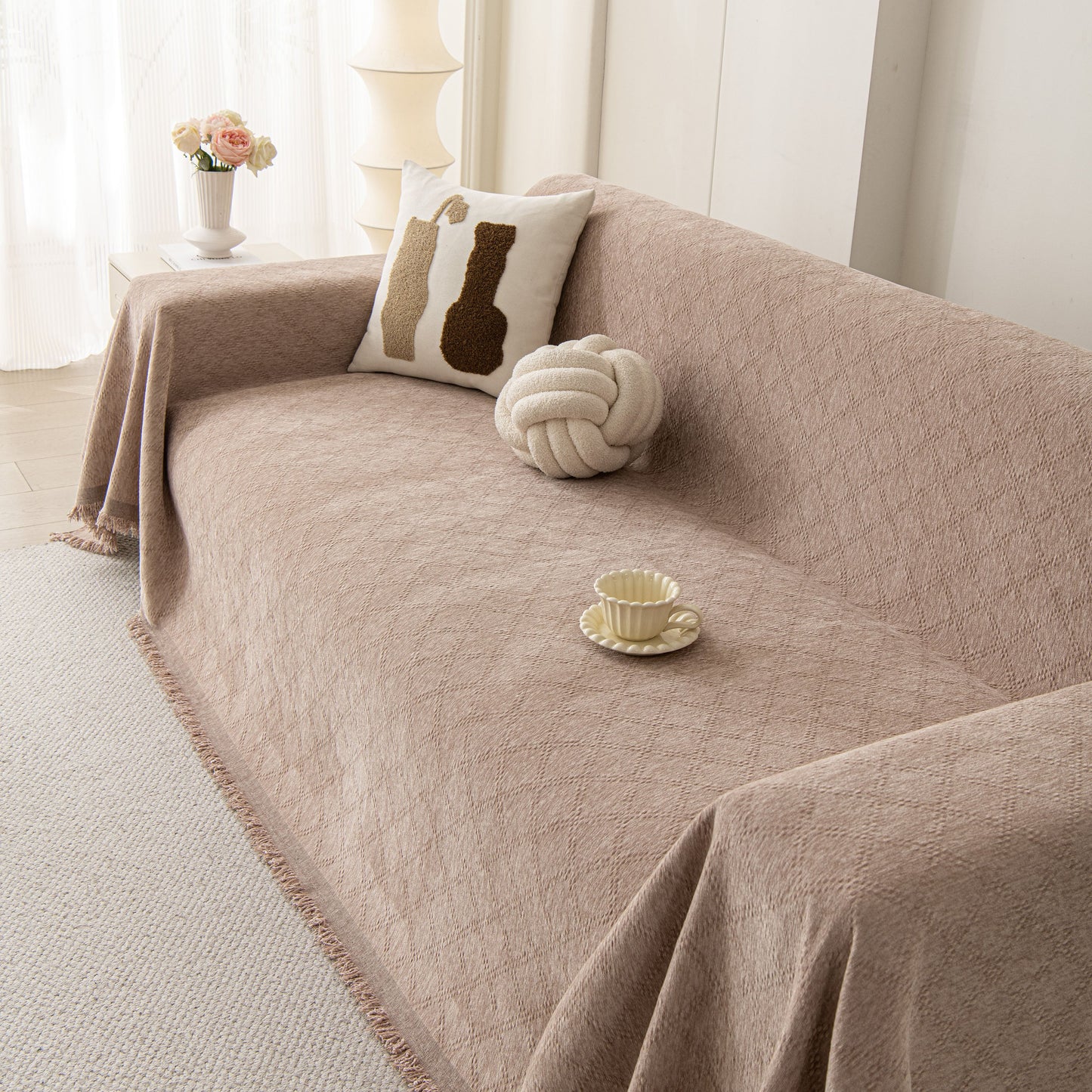 Soft Textured Couch Cover Slipcover Blanket, Modern Couch Covers for Dogs Washable