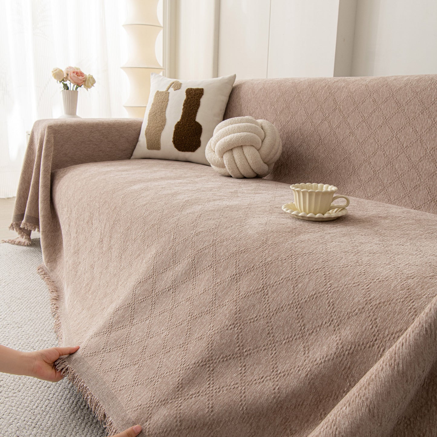 Soft Textured Couch Cover Slipcover Blanket, Modern Couch Covers for Dogs Washable