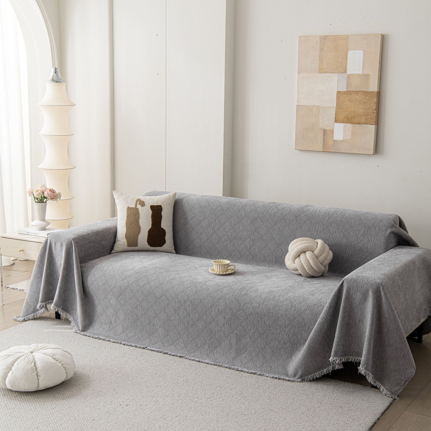Soft Textured Couch Cover Slipcover Blanket, Modern Couch Covers for Dogs Washable