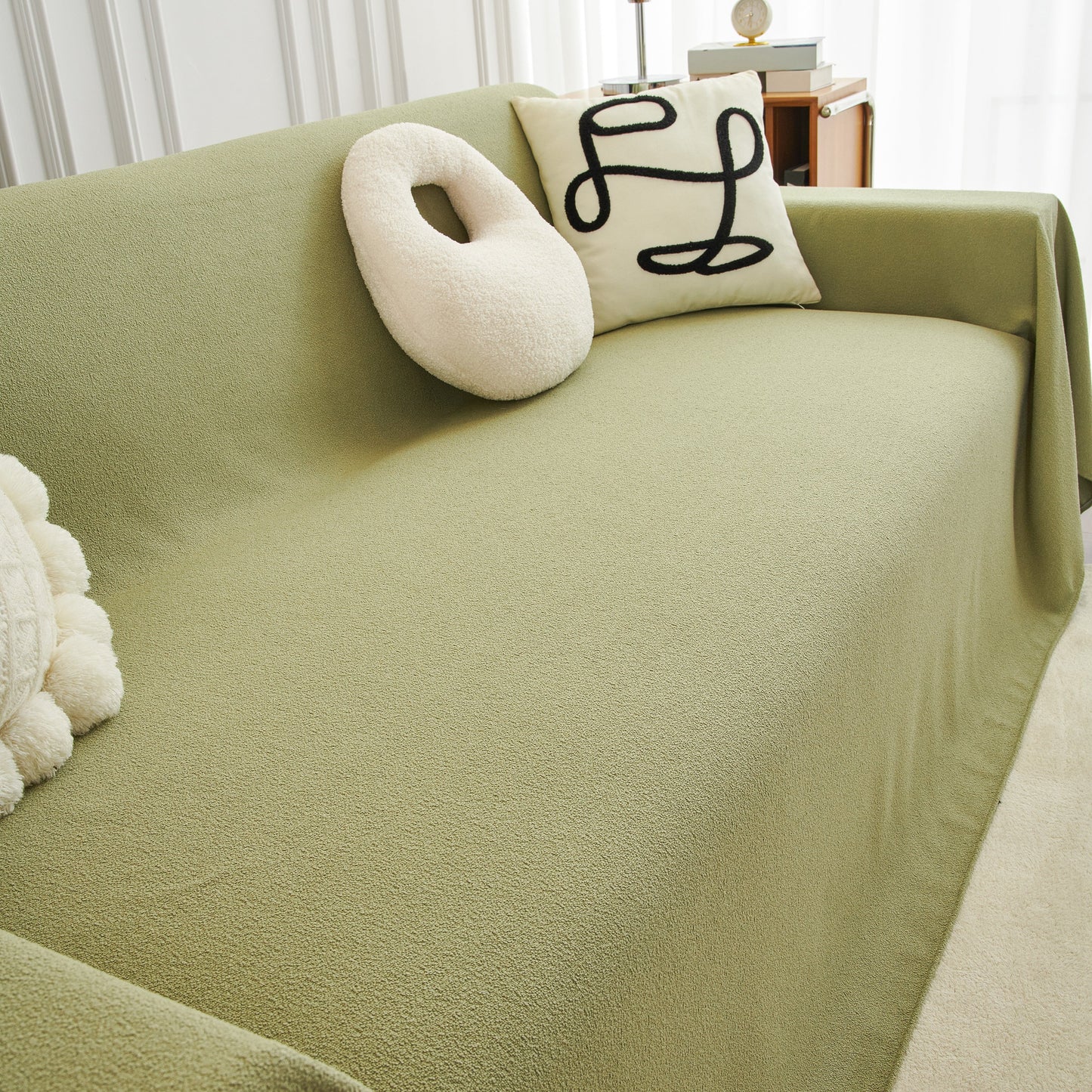 Teddy Throw Blanket and Stylish Slipcover for Couch, Waterproof Sofa Cover for Pets