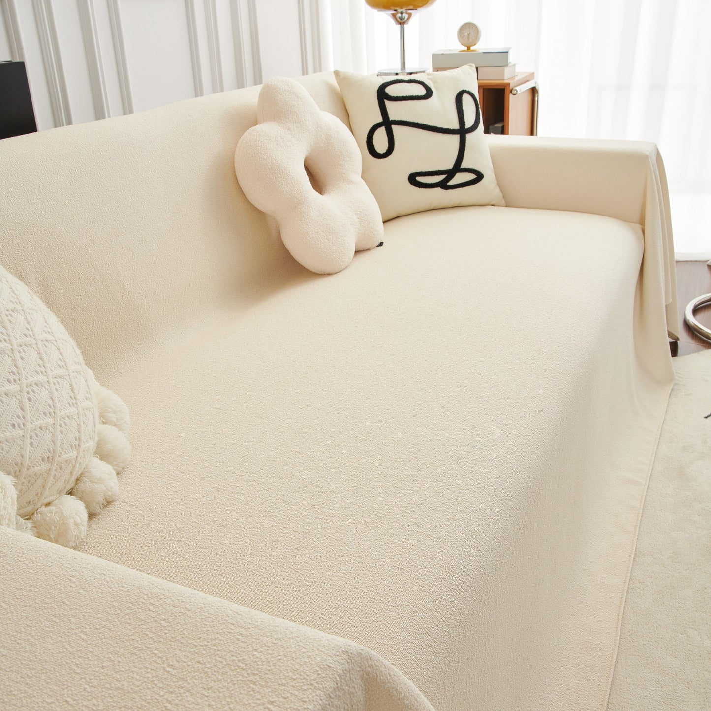 Teddy Throw Blanket and Stylish Slipcover for Couch, Waterproof Sofa Cover for Pets