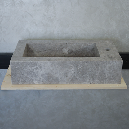 HANDCRAFTED CUSTOM TUNDRA GREY MARBLE SINK (NS-030)
