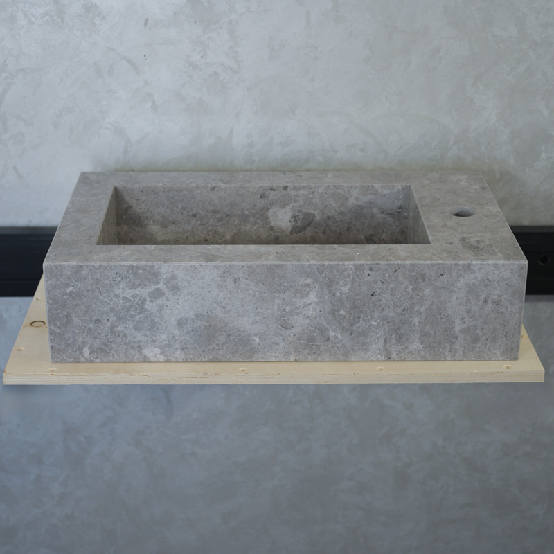 Handcrafted Tundra Grey Marble Double Basin Sink - Polished Finish