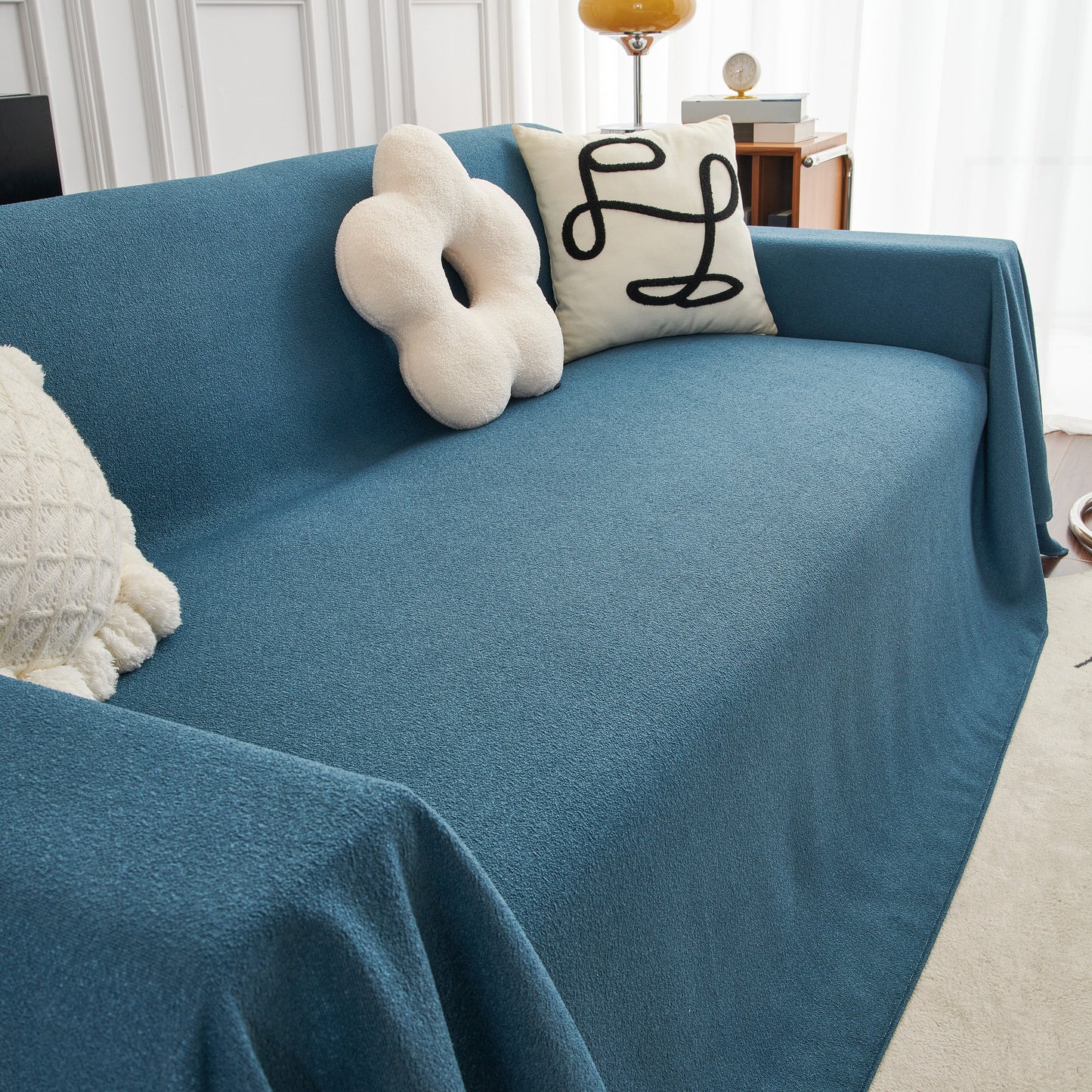 Teddy Throw Blanket and Stylish Slipcover for Couch, Waterproof Sofa Cover for Pets