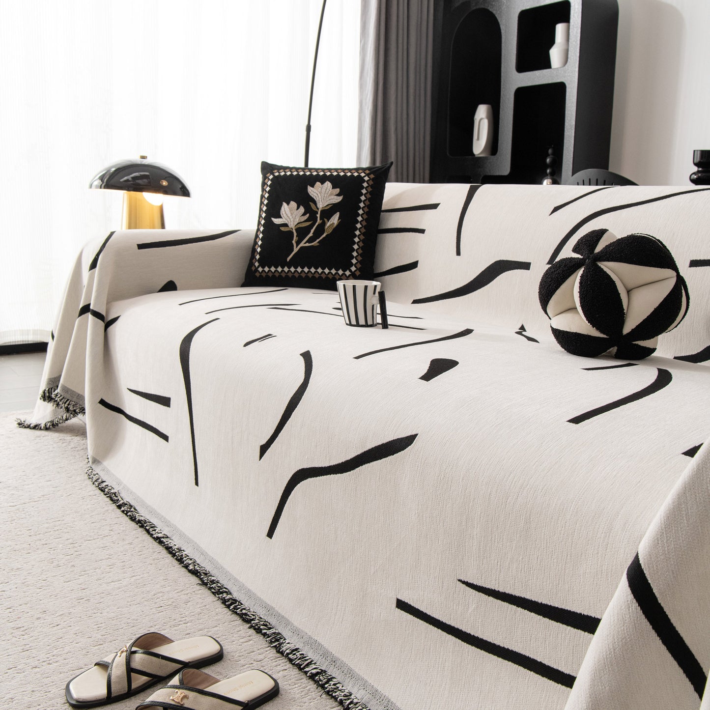 Modern Abstract Couch Cover Blanket, Decor Furniture Protector for Sectional Sofa