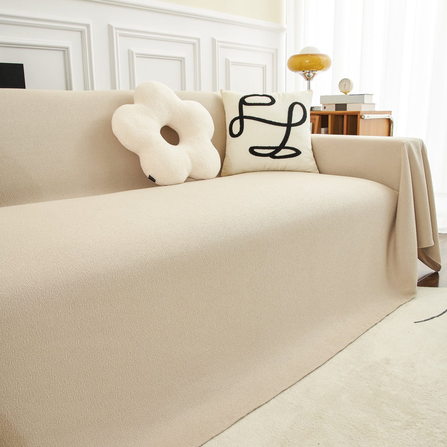 Teddy Throw Blanket and Stylish Slipcover for Couch, Waterproof Sofa Cover for Pets