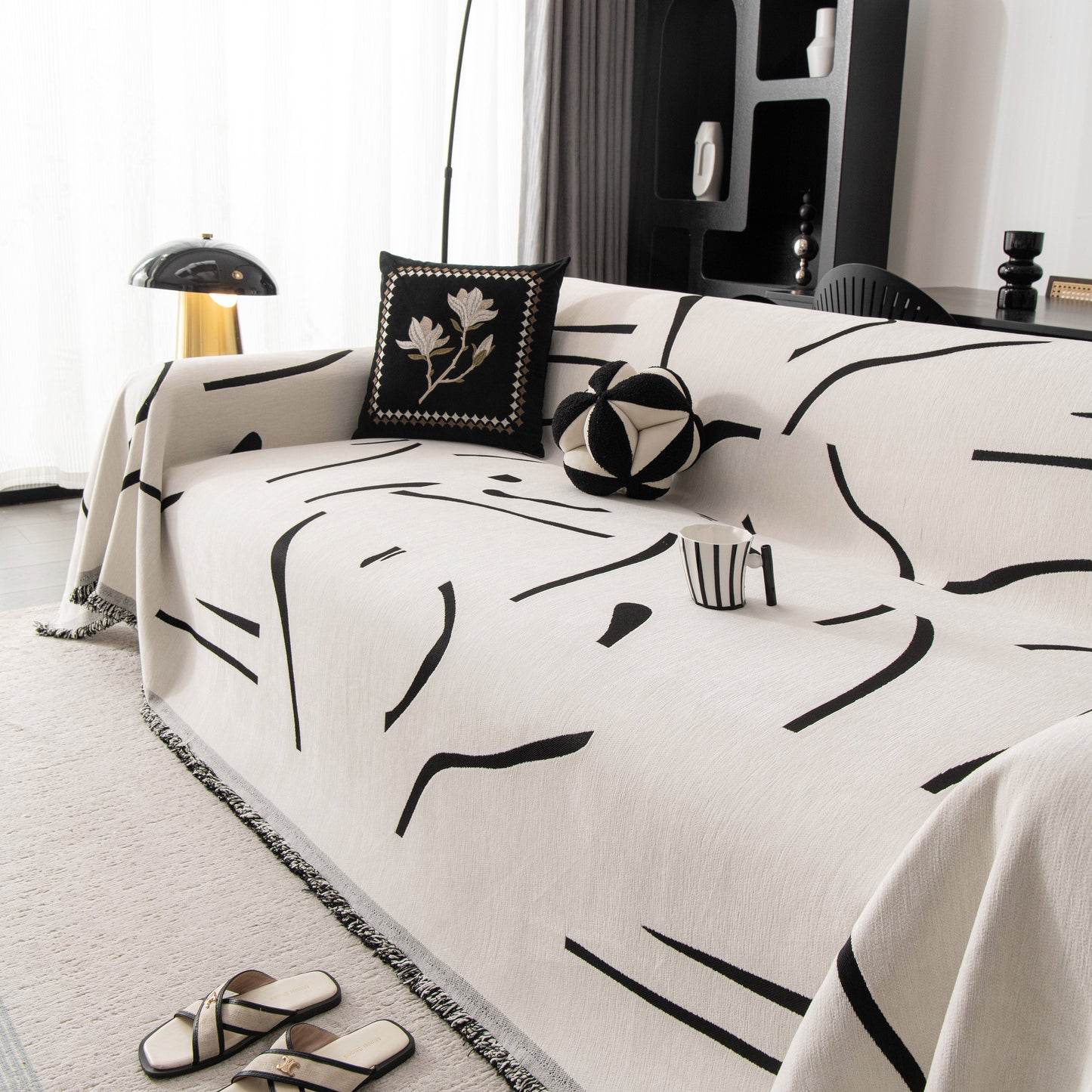 Modern Abstract Couch Cover Blanket, Decor Furniture Protector for Sectional Sofa
