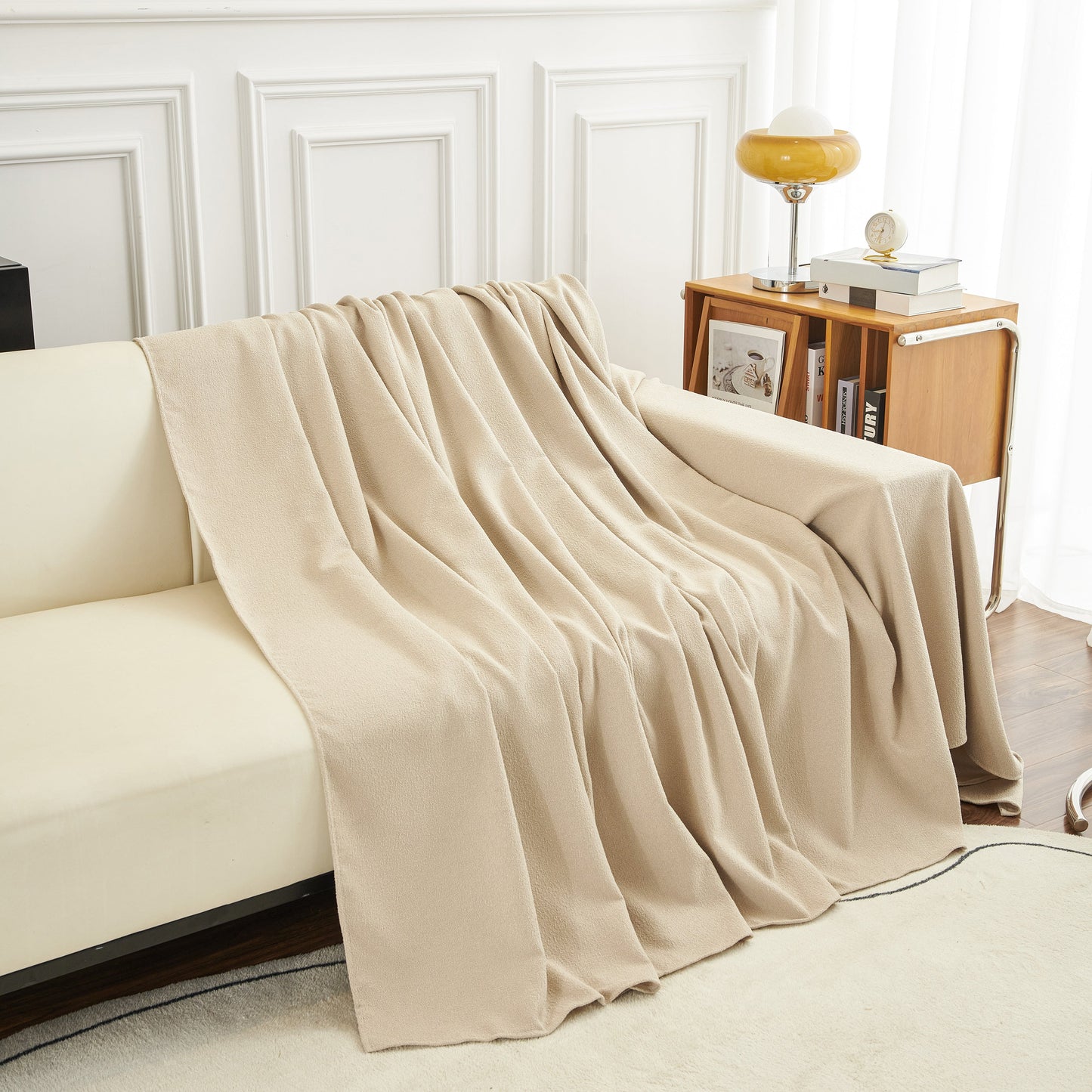 Teddy Throw Blanket and Stylish Slipcover for Couch, Waterproof Sofa Cover for Pets