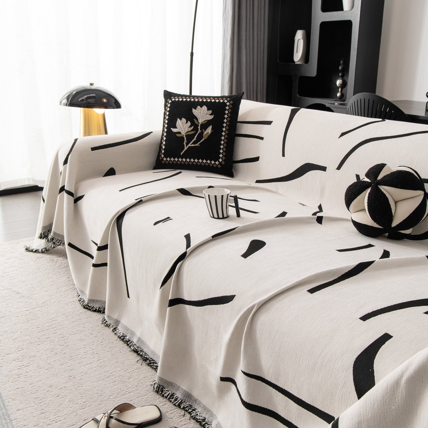 Modern Abstract Couch Cover Blanket, Decor Furniture Protector for Sectional Sofa