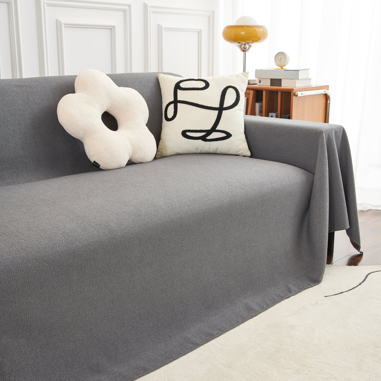 Teddy Throw Blanket and Stylish Slipcover for Couch, Waterproof Sofa Cover for Pets
