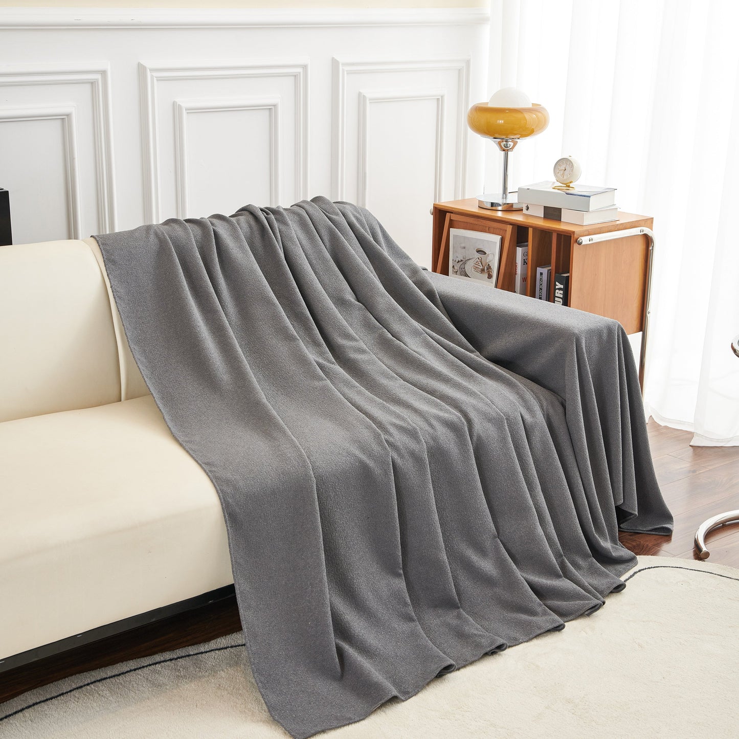 Teddy Throw Blanket and Stylish Slipcover for Couch, Waterproof Sofa Cover for Pets