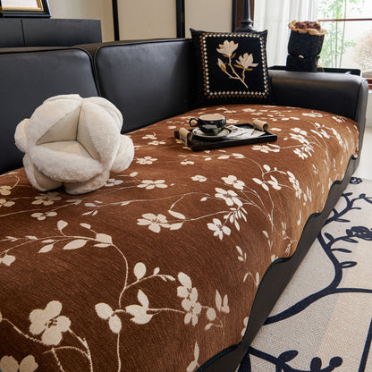 Floral Chenille Couch Cover, Non-Slip Sofa Slipcover Protector for Furniture
