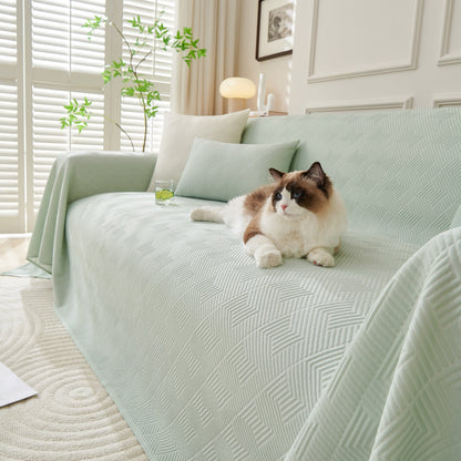 Cooling Scratch Proof Large Sofa Throw Cover, Geometric Texture Couch Protector