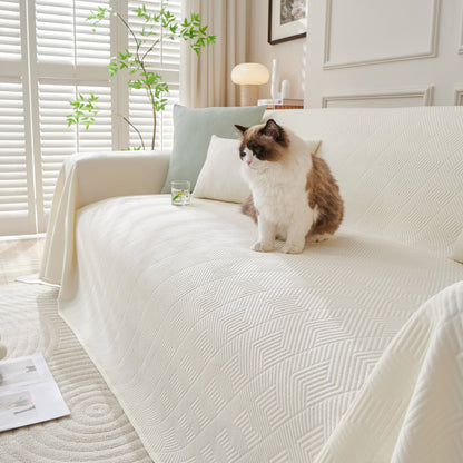 Cooling Scratch Proof Large Sofa Throw Cover, Geometric Texture Couch Protector