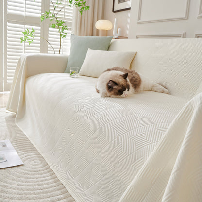 Cooling Scratch Proof Large Sofa Throw Cover, Geometric Texture Couch Protector