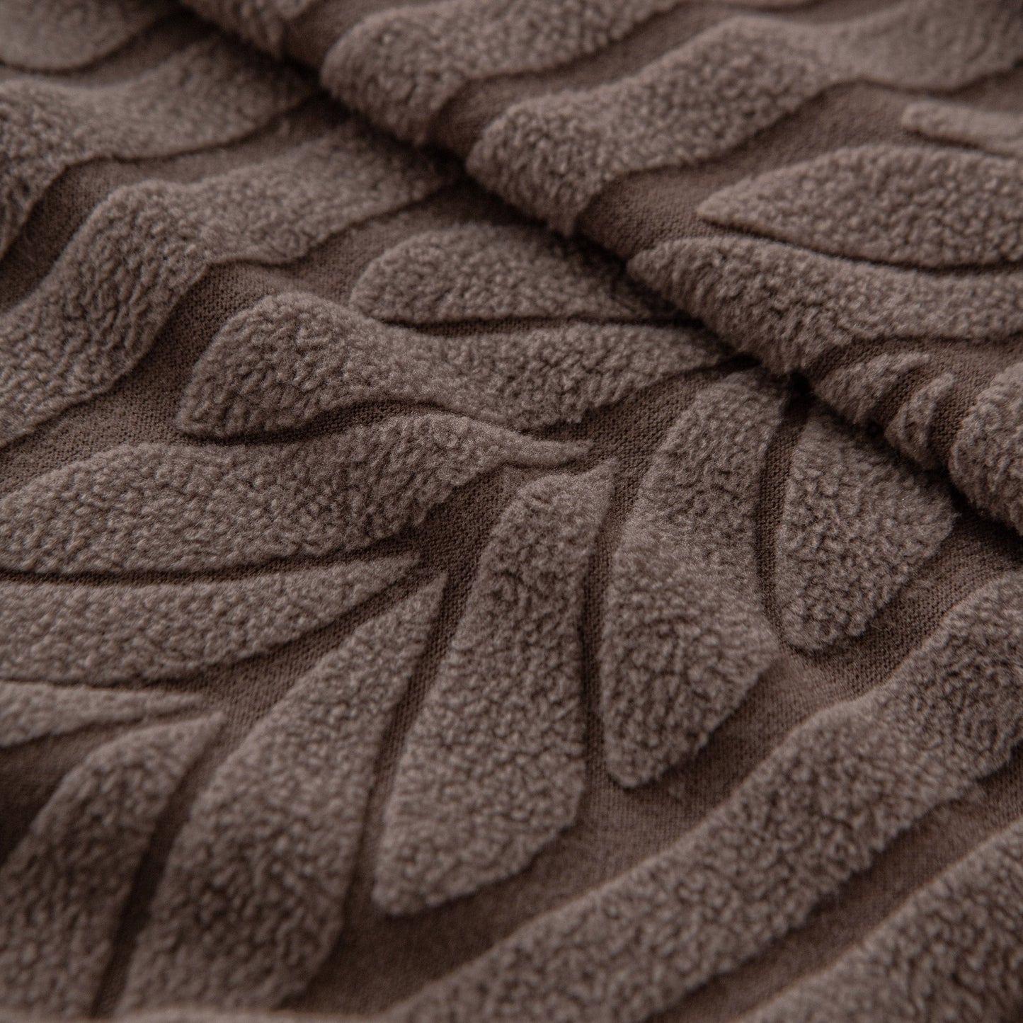 Plush Fleece Sofa Slipcover with 3D Wheat Pattern, Cozy High-Stretch Couch Cover