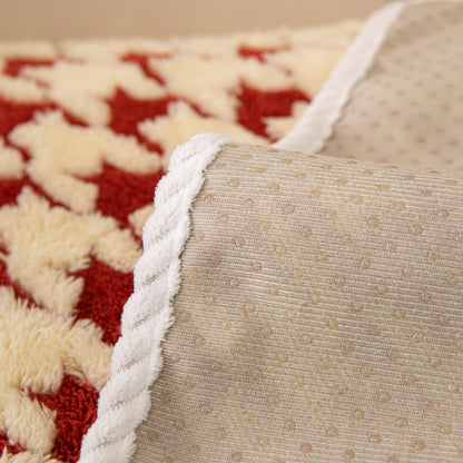 Winter Thickened Sherpa Fleece Houndstooth Sofa Cushion, Non-slip Sofa Cover with Plush