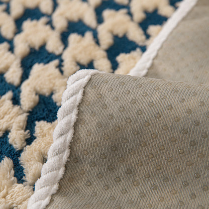 Winter Thickened Sherpa Fleece Houndstooth Sofa Cushion, Non-slip Sofa Cover with Plush