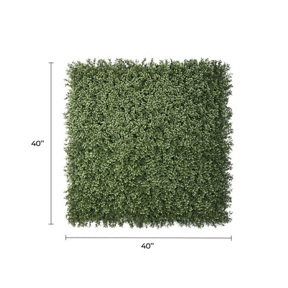 Dense Lush Boxwood Artificial Vertical Garden Green Wall Panel 40×40in 11 SQ FT – NFPA701 Fire Rated – UV Resistant – Commercial Grade