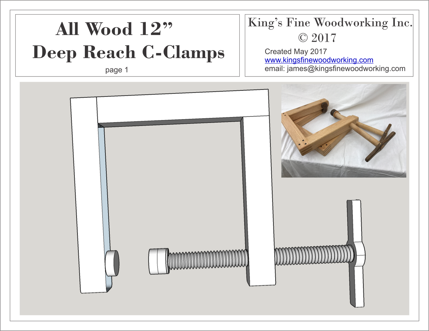 Plans for Deep Reach C-Clamp 12" All Wood