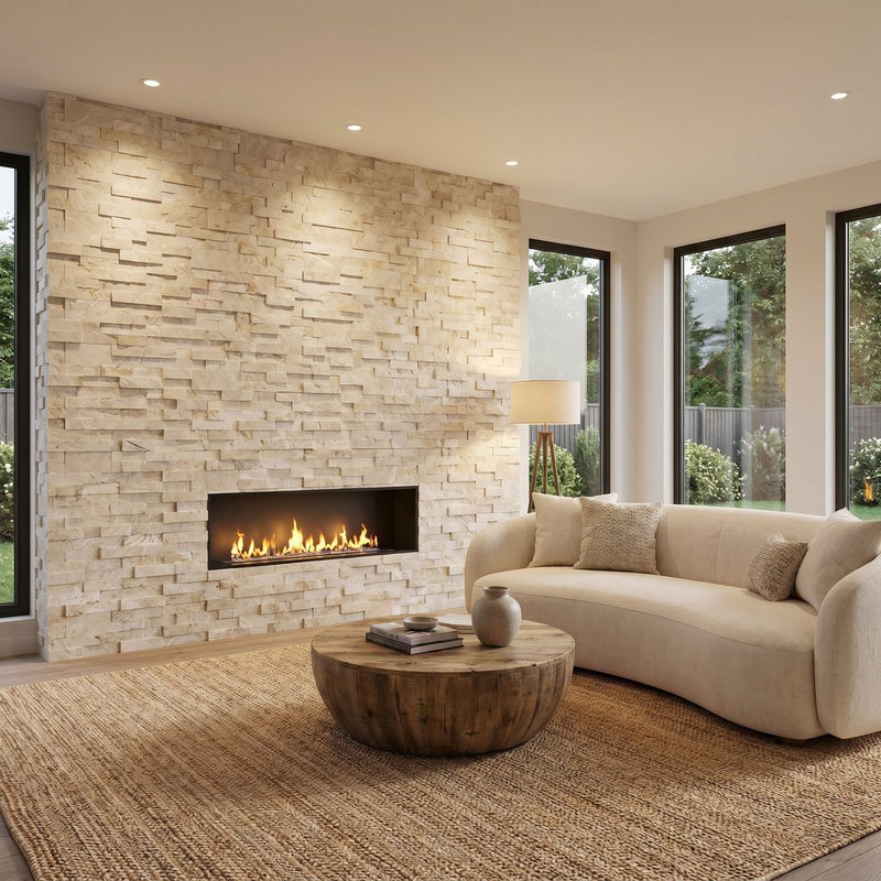 Diana Royal Stacked Stone 6"x24" Honed Marble Wall Tile
