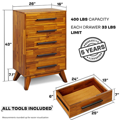 Acacia Linea Solid Wood Dresser for Timeless Elegance