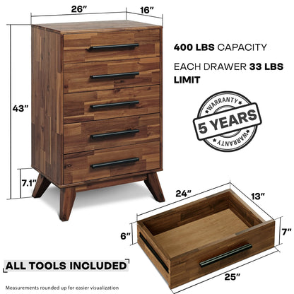 Acacia Linea Solid Wood Dresser for Timeless Elegance