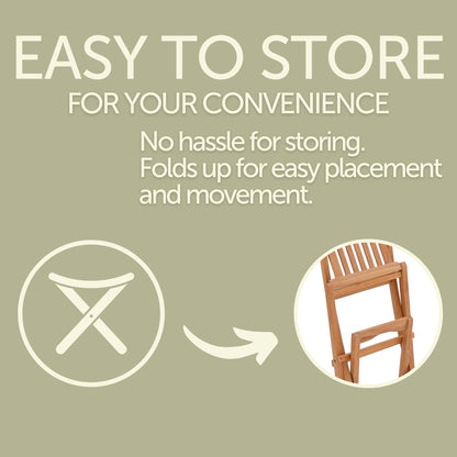 Emmett Natural Teak Indoor/Outdoor Folding Bar Stool - 30"