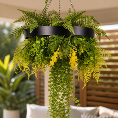 Draping Plant Artificial Roof Hanging Disc 15in long – Black Frame – UV Resistant