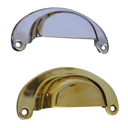 Hoosier Bin Pull Classic Stamped Brass, Available in Polished Brass and Nickel Finishes, 1-1/4" x 3-1/4"