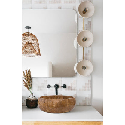 Noce Brown Hand Carved Travertine Vessel Sink 16 Inch Polished