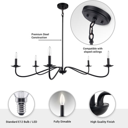 Ellie 5-Light Elegant Industrial Dimmable Chandelier