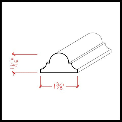 EWAS12 Astragal Moulding 1-3/8" Wide x 11/16" Trim. Unfinished