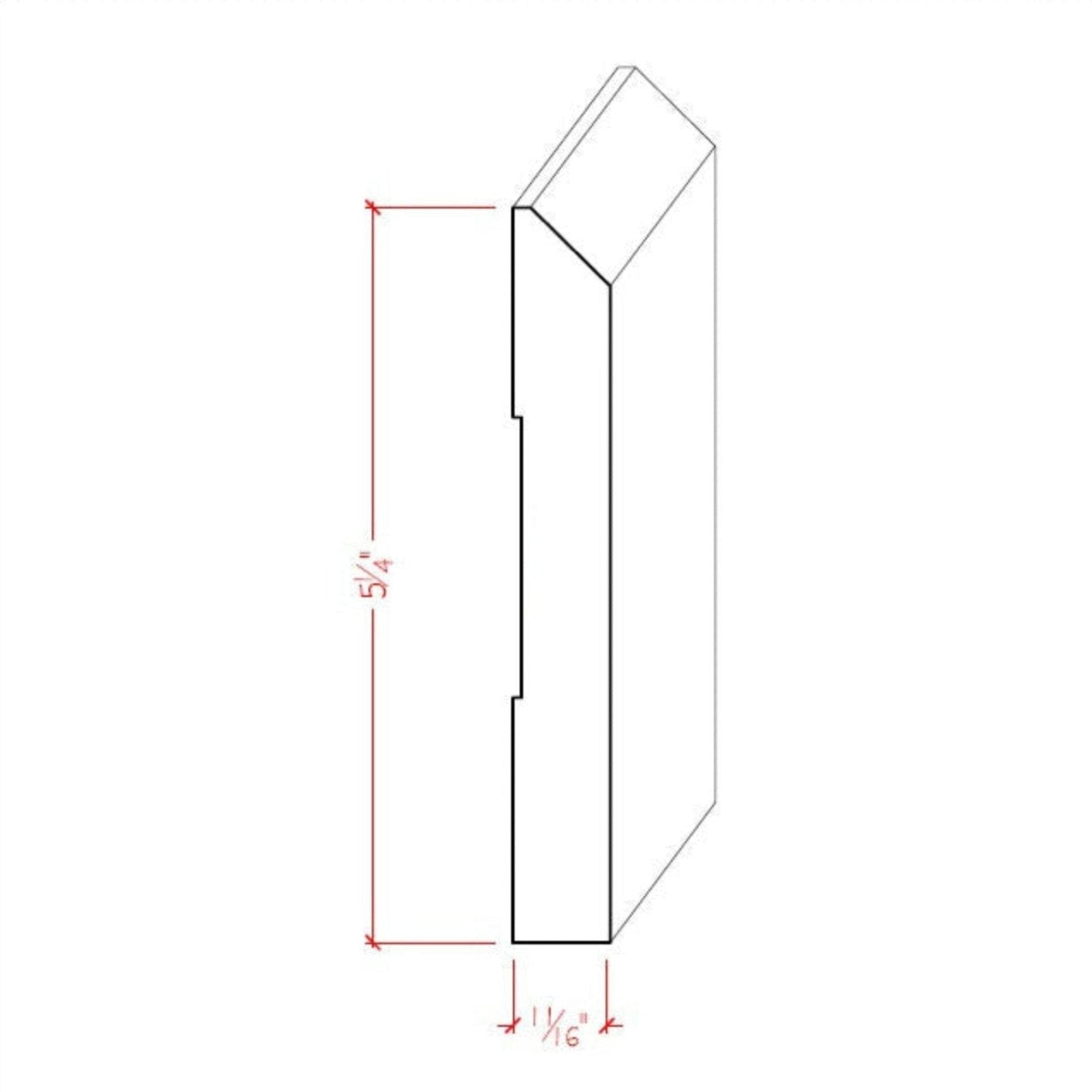 EWBB15 Beveled Edge Baseboard 5-1/4" Tall x 11/16" Moulding Unfinished