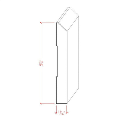 EWBB15 Beveled Edge Baseboard 5-1/4" Tall x 11/16" Moulding Unfinished