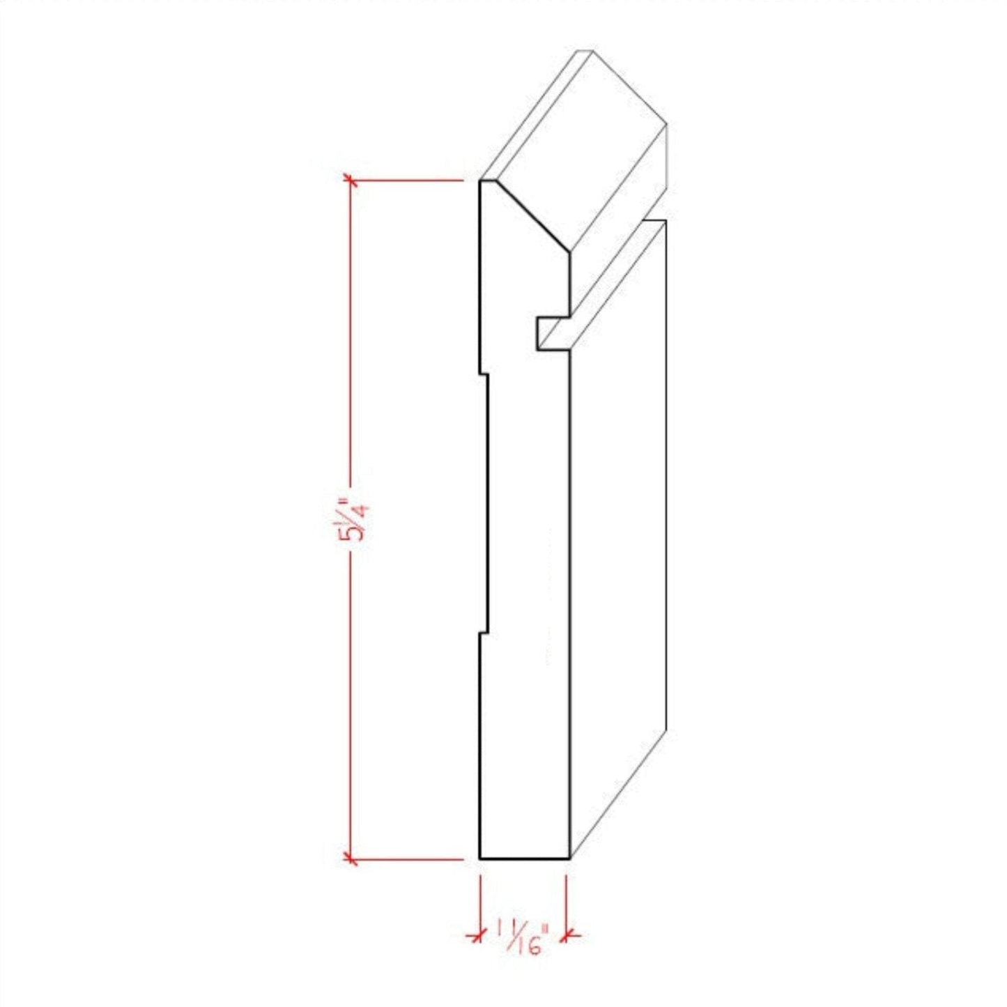 EWBB20 Bevel Groove 5-1/4" Tall x 11/16" Baseboard Moulding Unfinished