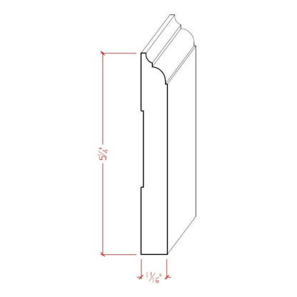 EWBB23 Nose & Cove 5-1/4" Tall x 11/16" Baseboard Moulding Unfinished