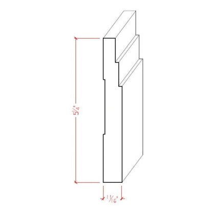 EWBB29 Contemporary Stepped 5-1/4" Tall x 11/16" Baseboard Unfinished