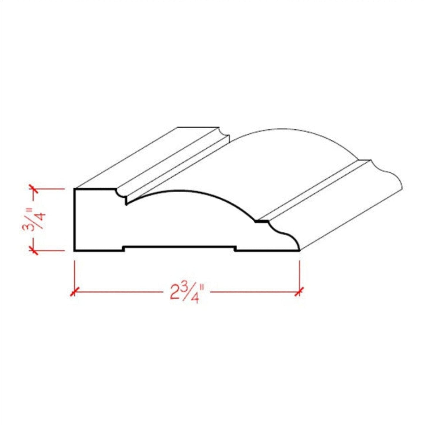 EWCA32 Transitional Casing Trim 2-3/4" wide x 3/4" Unfinished